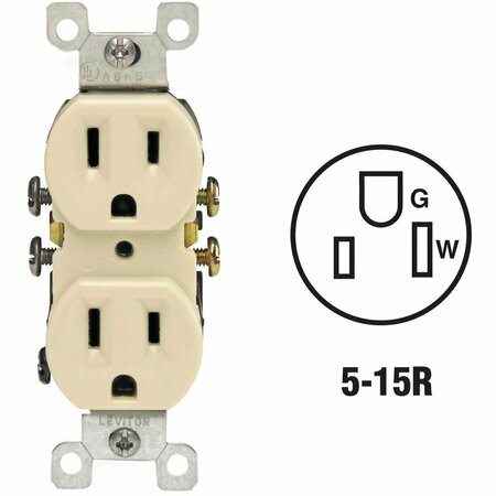 LEVITON 15A Ivory Shallow Grounded 5-15R Duplex Outlet S11-05320-0IS